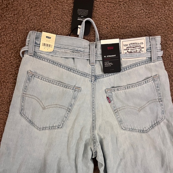 NWT Levi's XL Baggy Straight Jeans Light Wash Blue Size 27x31 Tie Waist Y2K - Picture 12 of 12